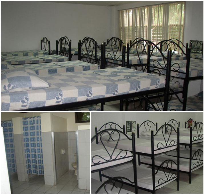 4 dormitory type rooms Can accommodate 20 persons per room With electric fans