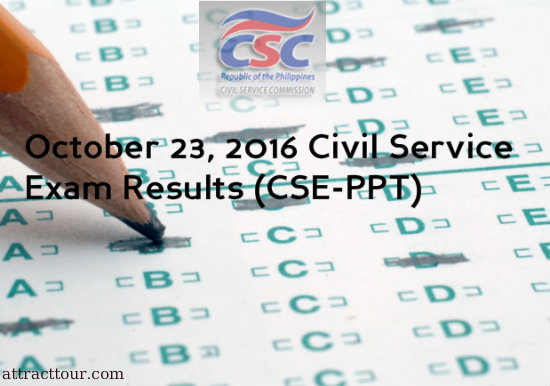 October 23, 2016 Civil Service Exam Results