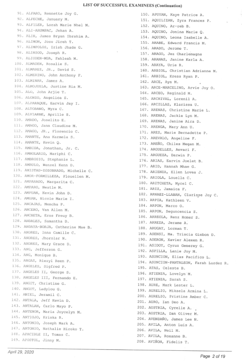 A-B: BAR EXAM Result November 2019 - AttractTour