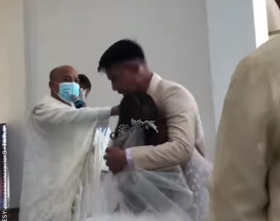 Actual Video: A Viral Video Shows A Priest Stopping The Groom To Kiss ...