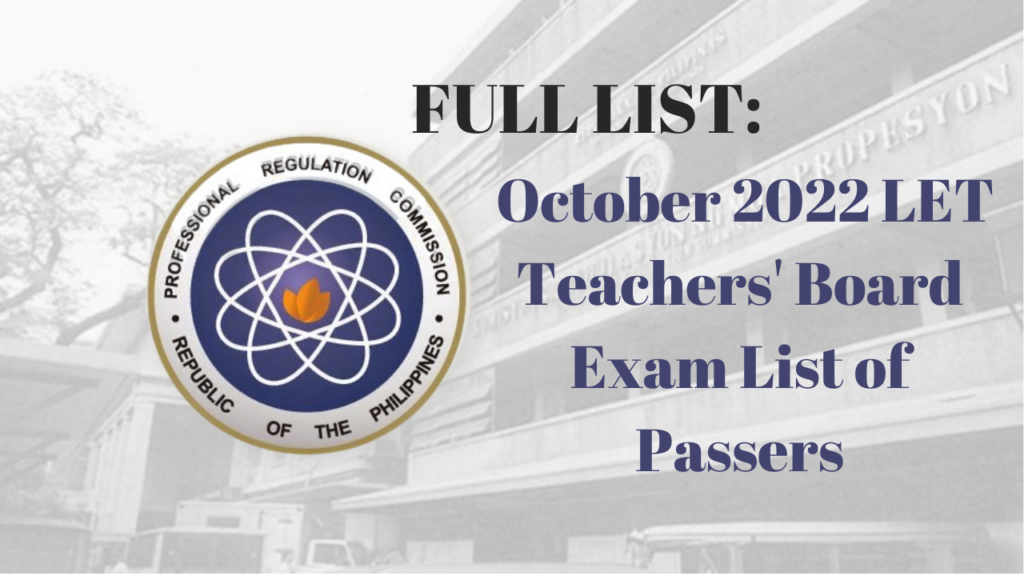 FULL LIST: October 2022 LET Teachers' Board Exam List Of Passers ...