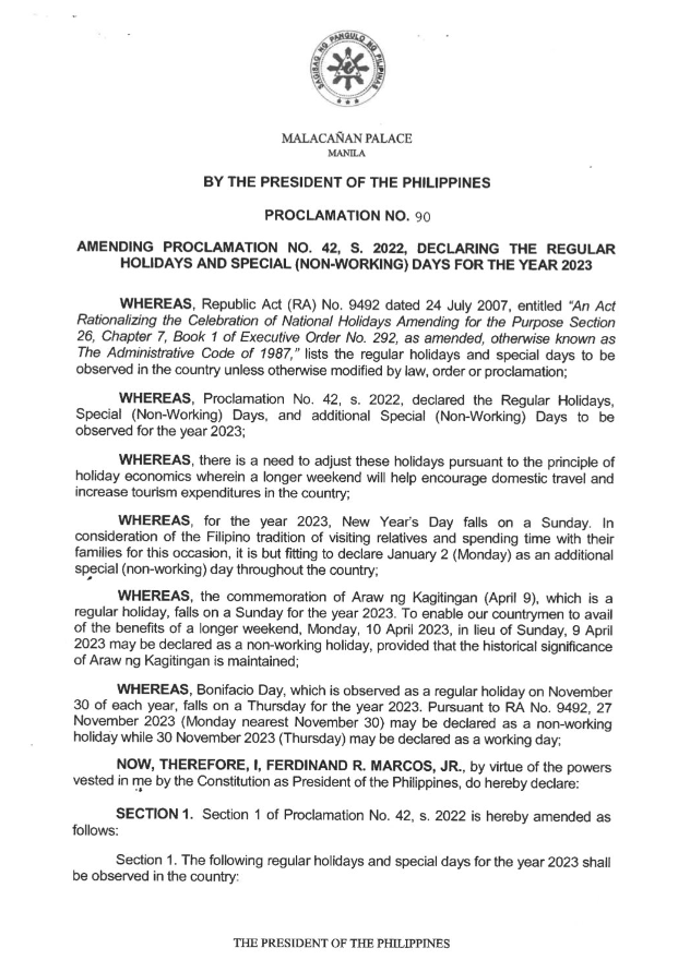 Revised Full Lists of Philippine Holidays for 2023 AttractTour